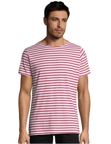 S-01398-Mens Round Neck Striped T-Shirt Miles
